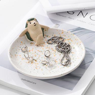 Modern Minimalist Ceramic Hedgehog Jewellery Tray