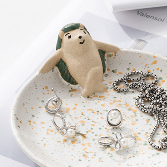 Modern Minimalist Ceramic Hedgehog Jewellery Tray