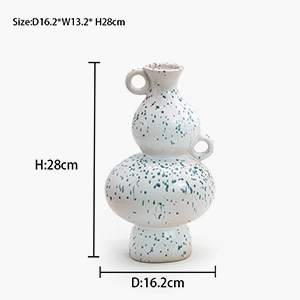European Style White Blue Dot Ceramic Vase